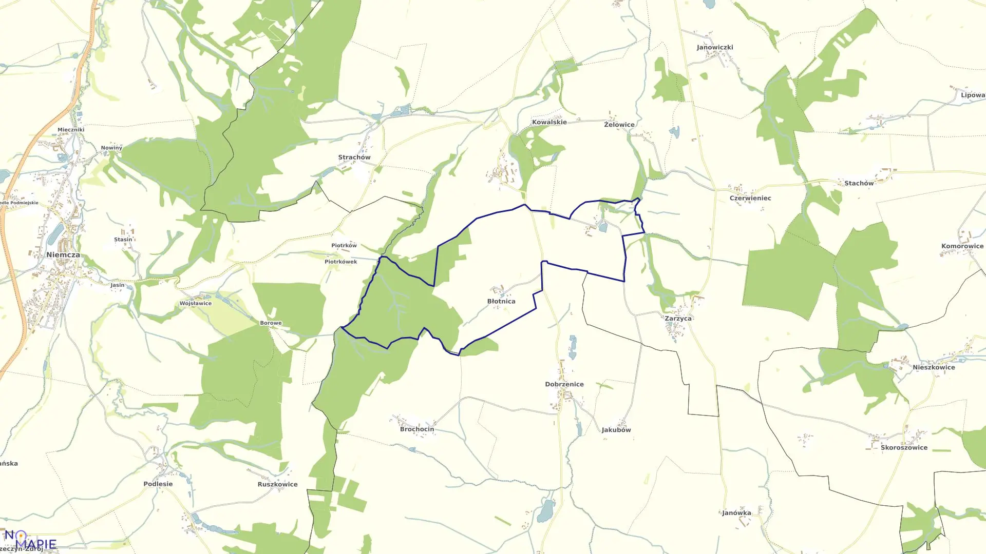 Mapa obrębu BŁOTNICA w gminie Kondratowice
