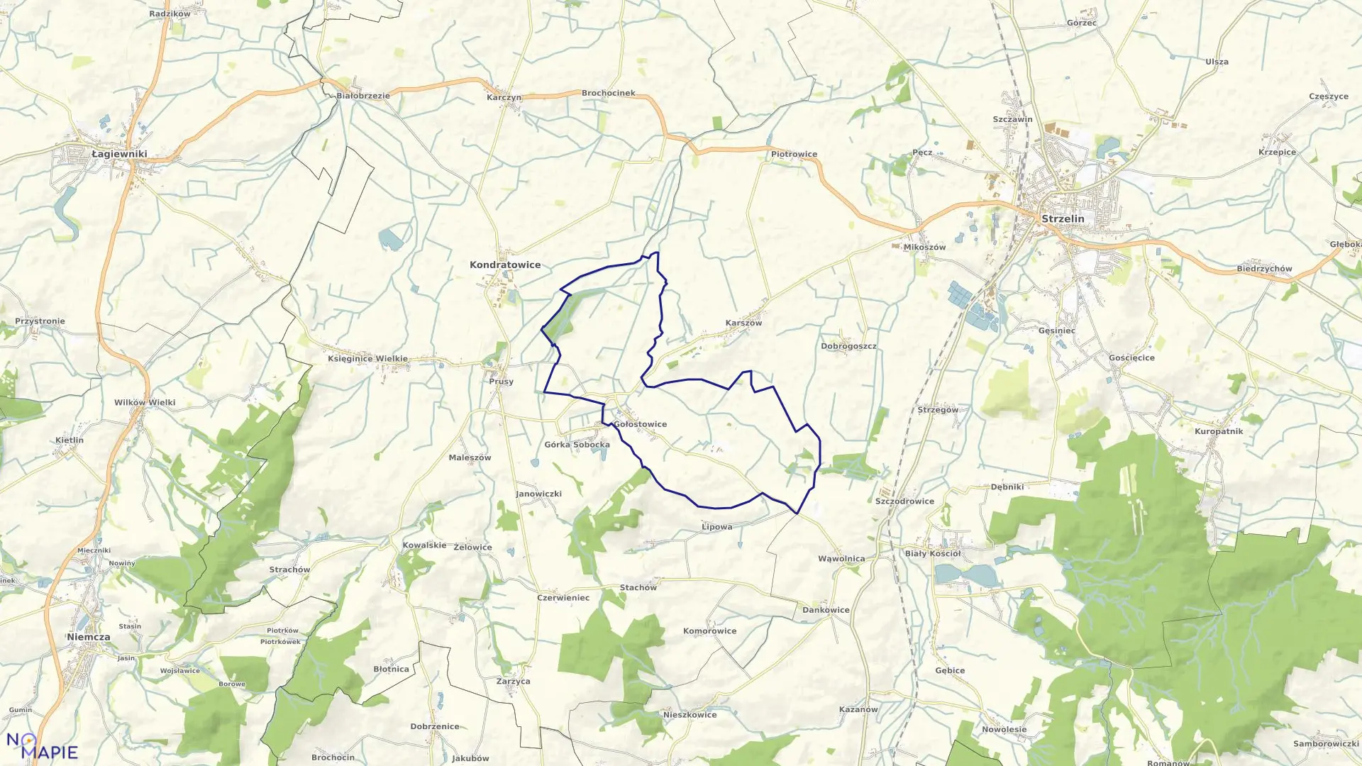 Mapa obrębu GOŁOSTOWICE w gminie Kondratowice