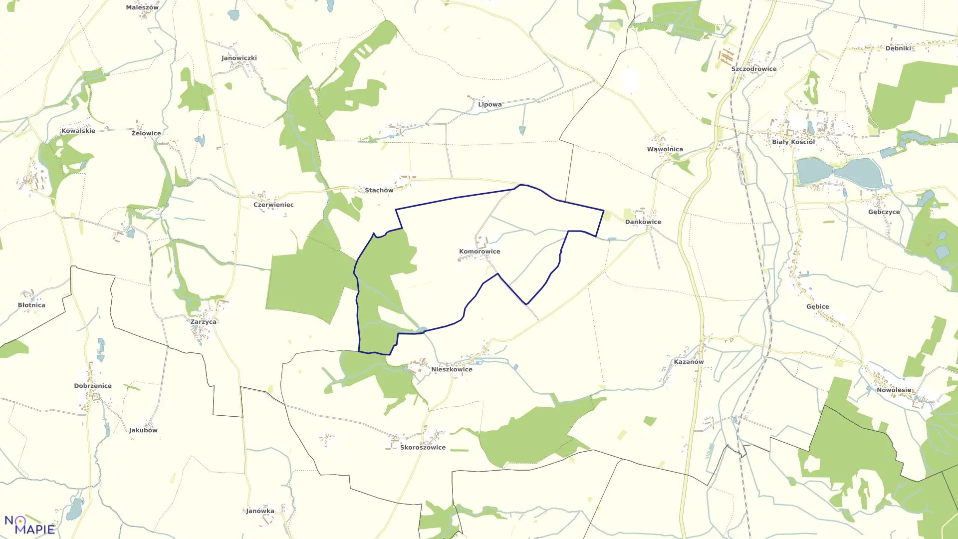 Mapa obrębu KOMOROWICE w gminie Kondratowice