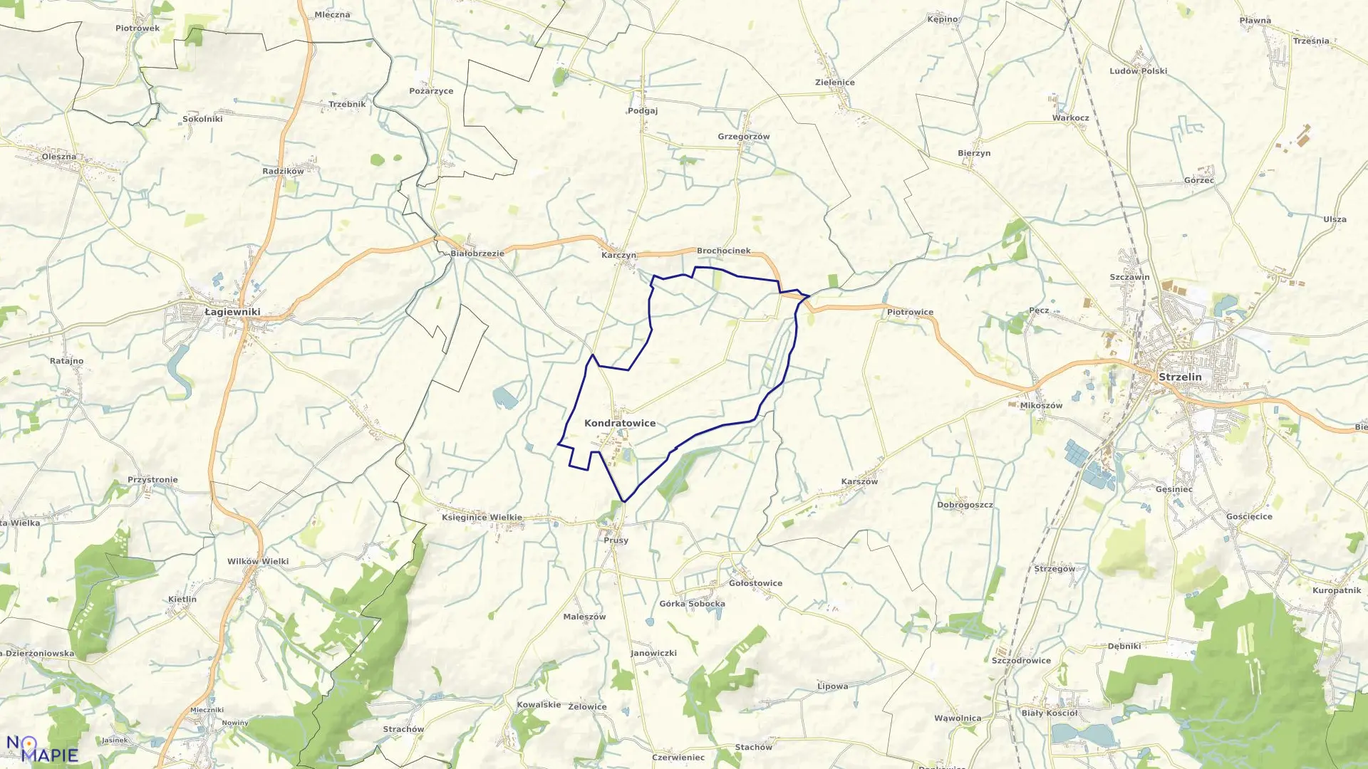 Mapa obrębu KONDRATOWICE w gminie Kondratowice