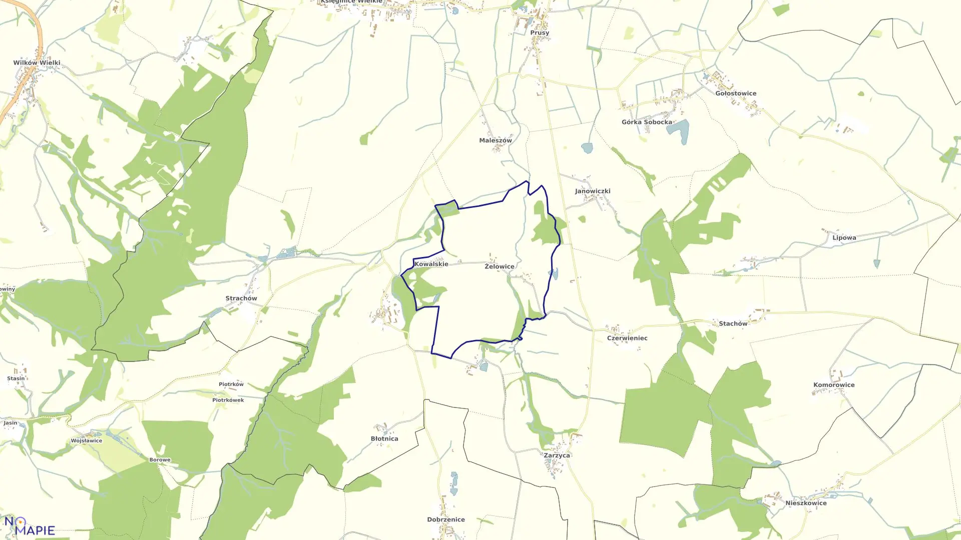 Mapa obrębu KOWALSKIE w gminie Kondratowice