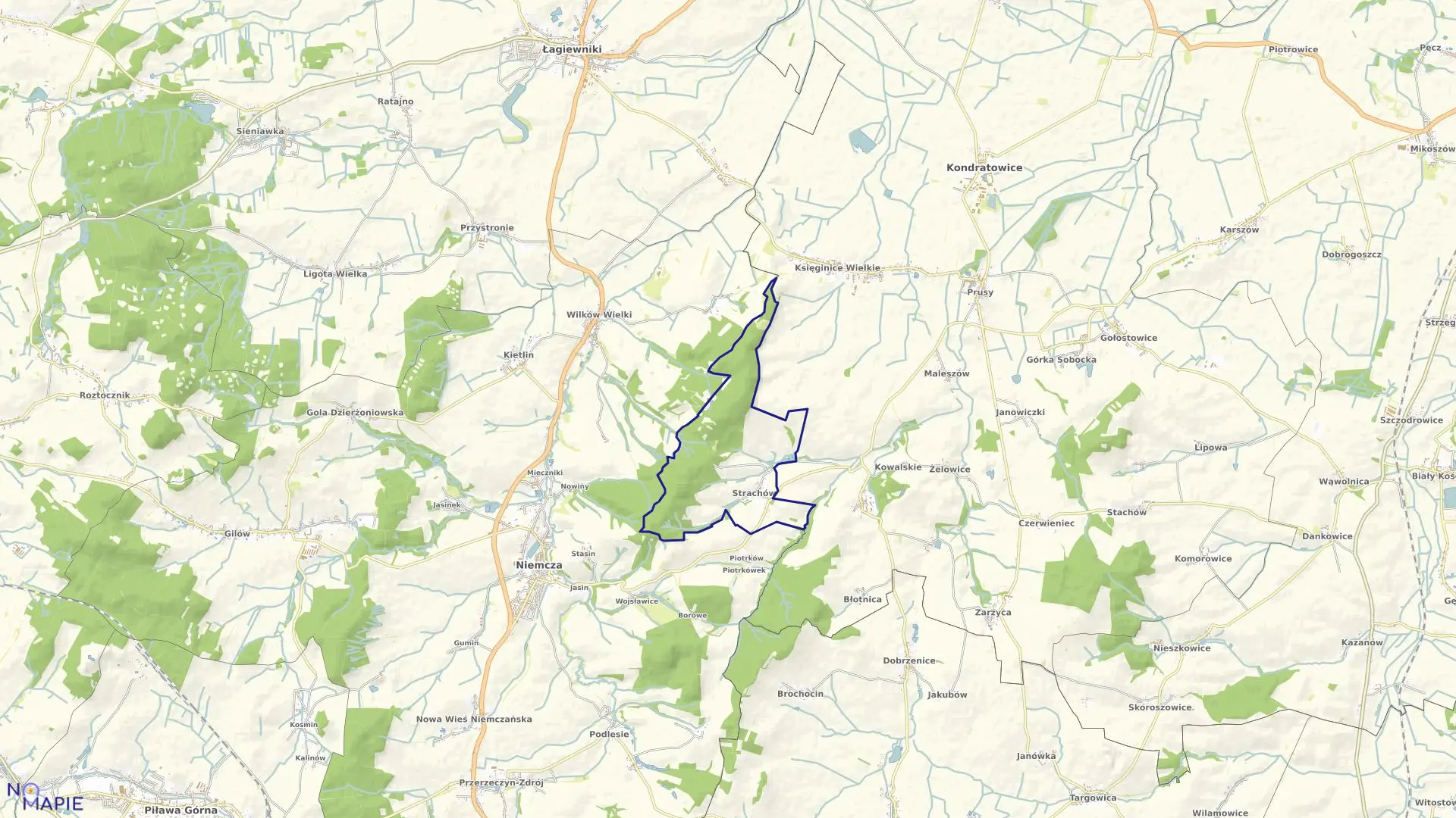 Mapa obrębu STRACHÓW w gminie Kondratowice