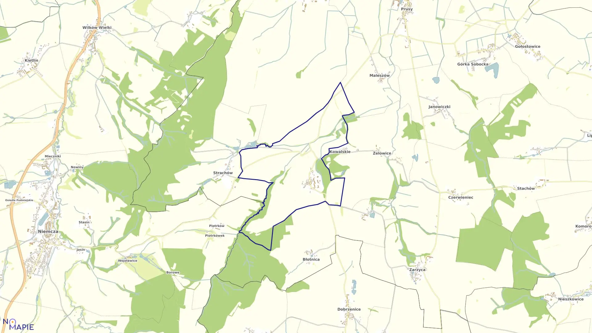 Mapa obrębu ŻELOWICE w gminie Kondratowice